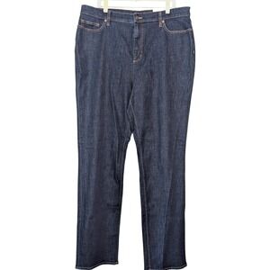 Lands' End‎ High Rise Straight Leg Denim Jeans Womens Size 18 Tall Dark Wash NWT